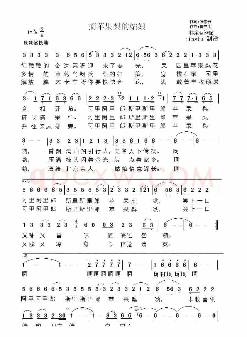 摘苹果梨的姑娘