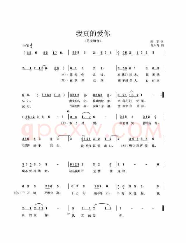 我真的爱你（田宇词 曹天寿曲）