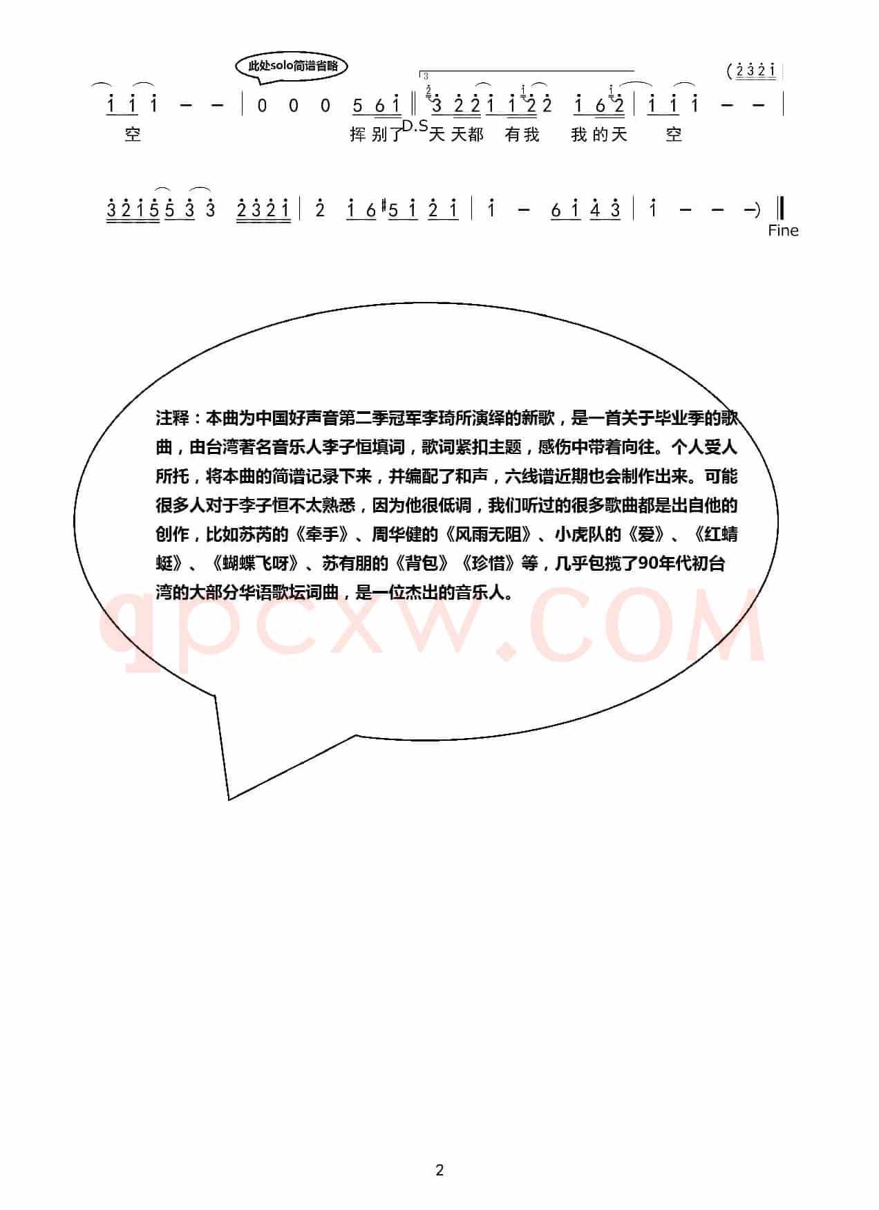 挥别昨天的我（简谱）