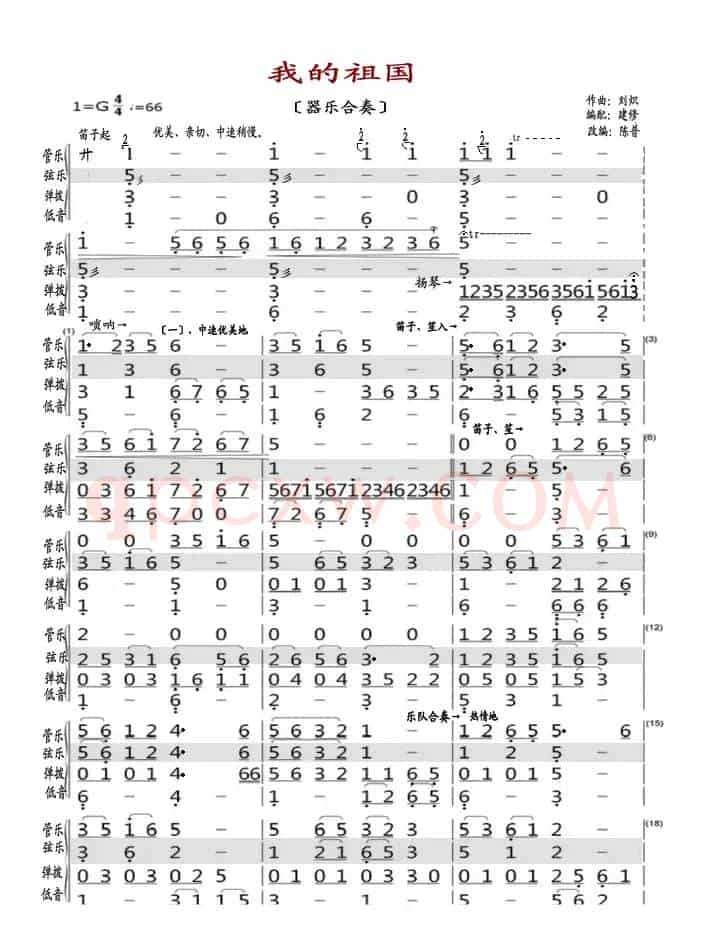我的祖国（器乐合奏）