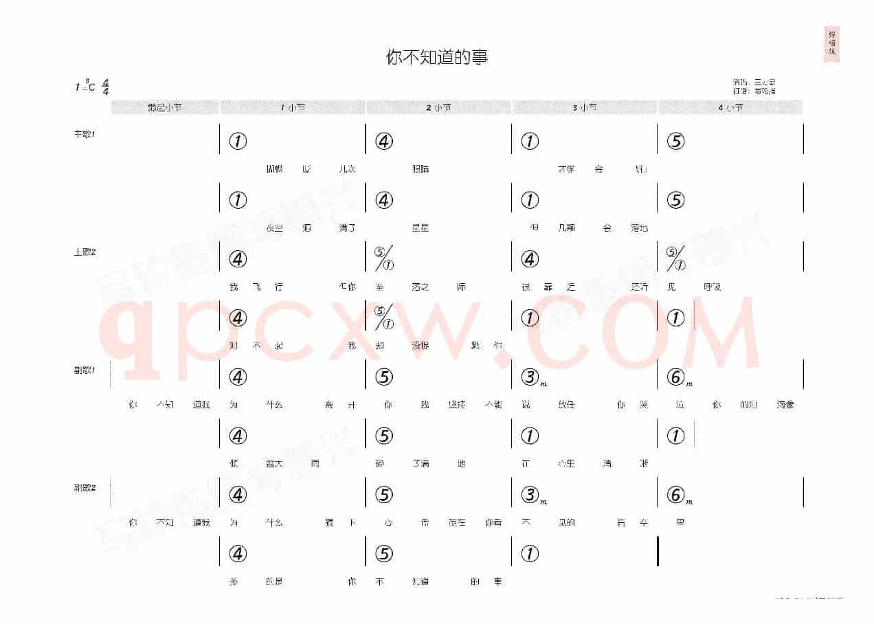 你不知道的事(简和谱)