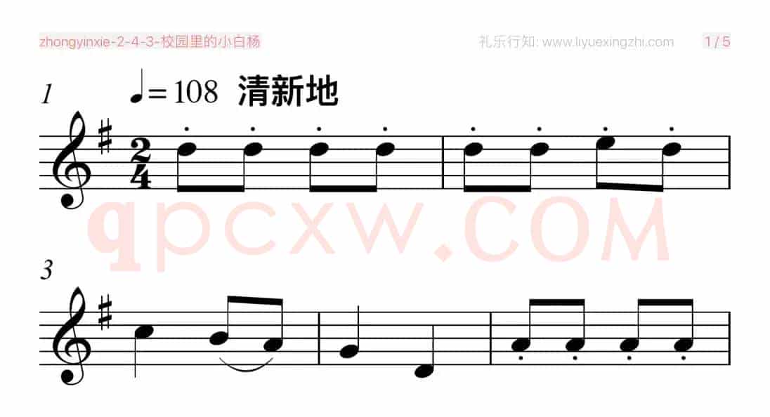 校园里的小白杨（小提琴）