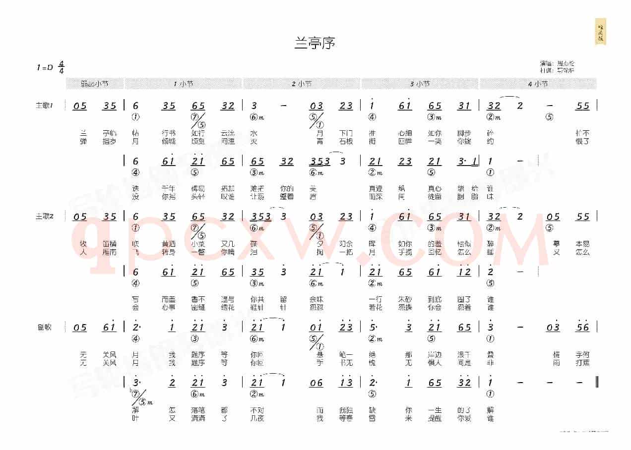 兰亭序(简和谱)