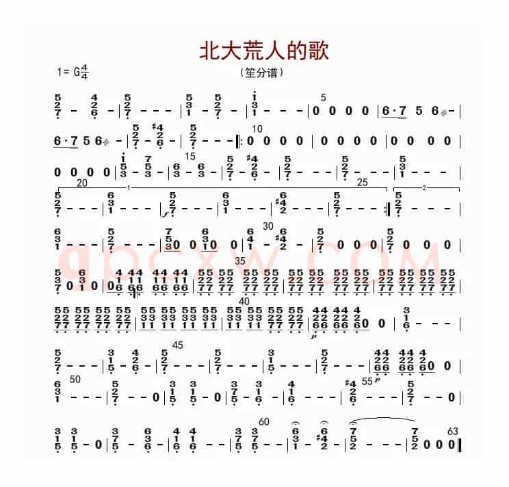 北大荒人的歌（笙分谱）