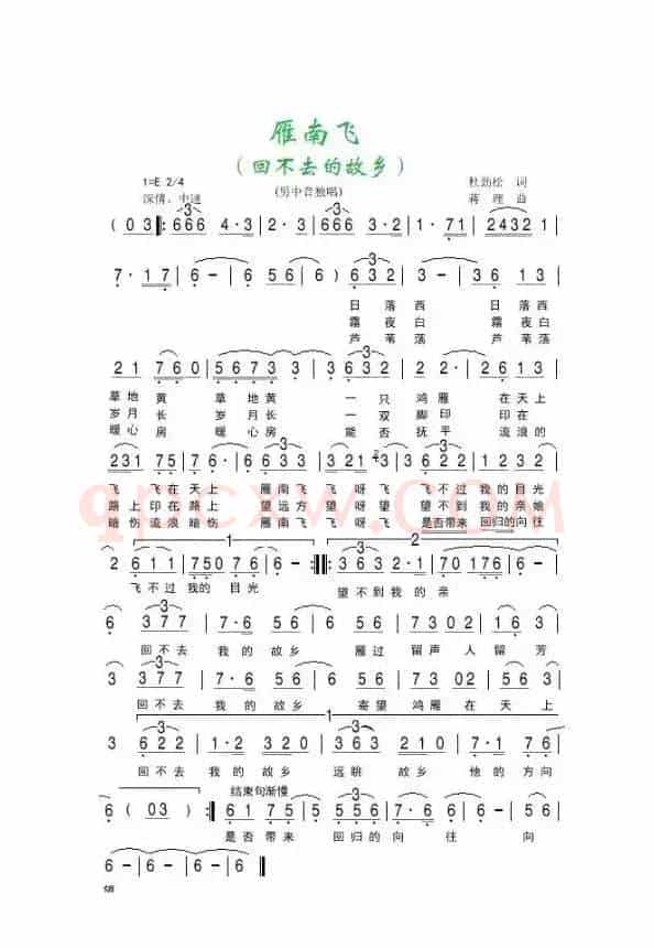雁南飞（作词：杜劲松 作曲：蒋理）