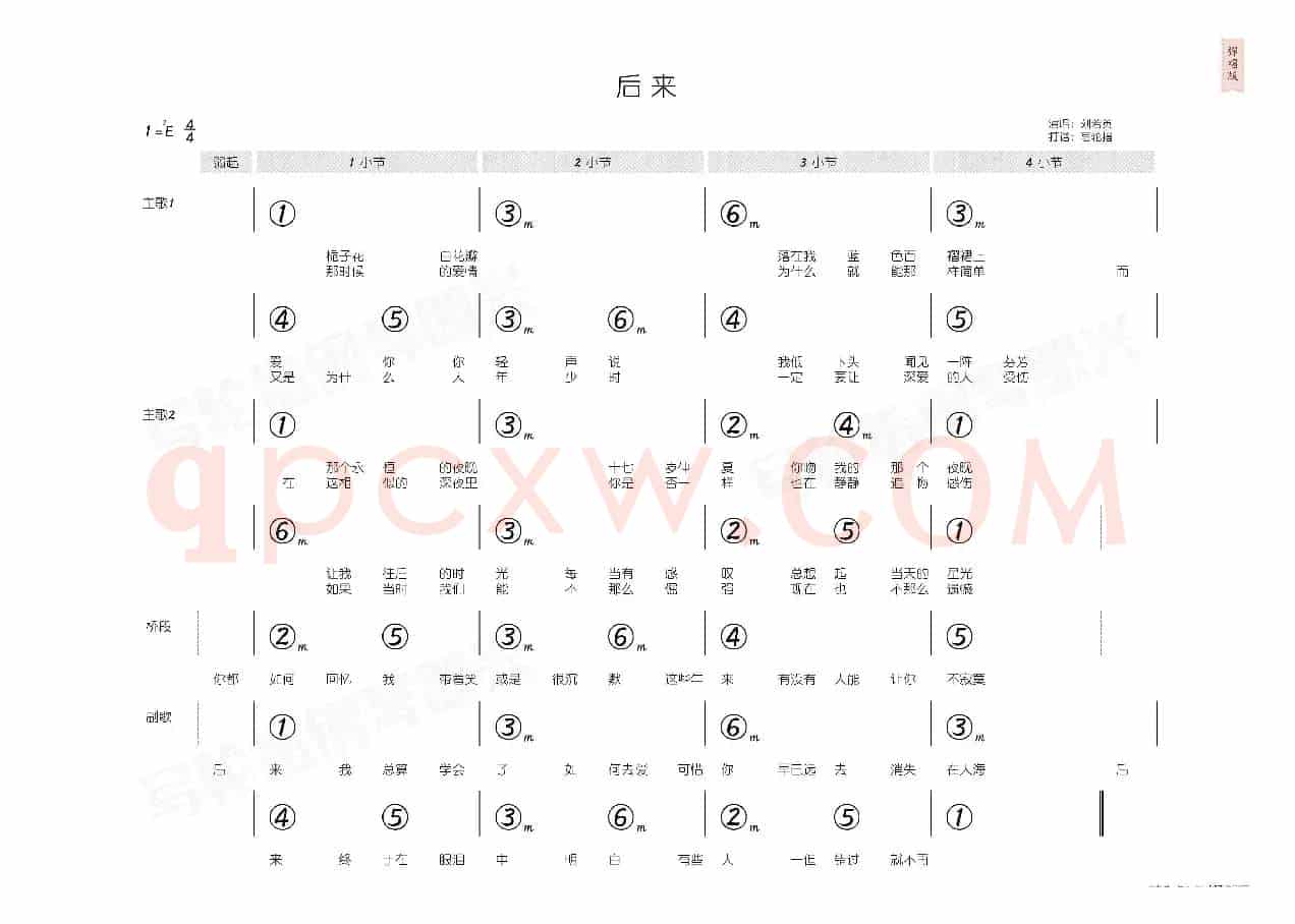 后来(简和谱)