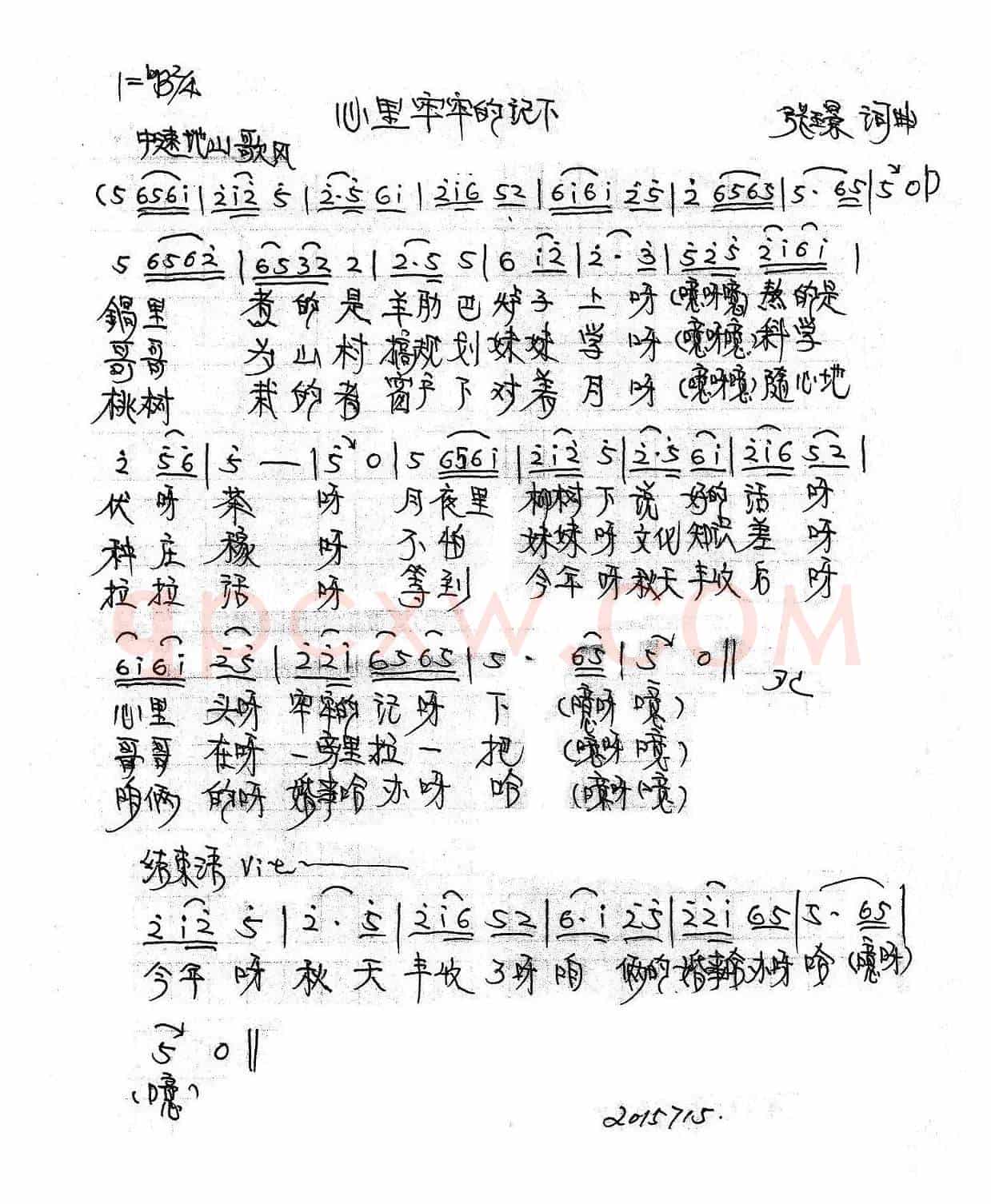 心里牢牢地记下（张璟词曲）