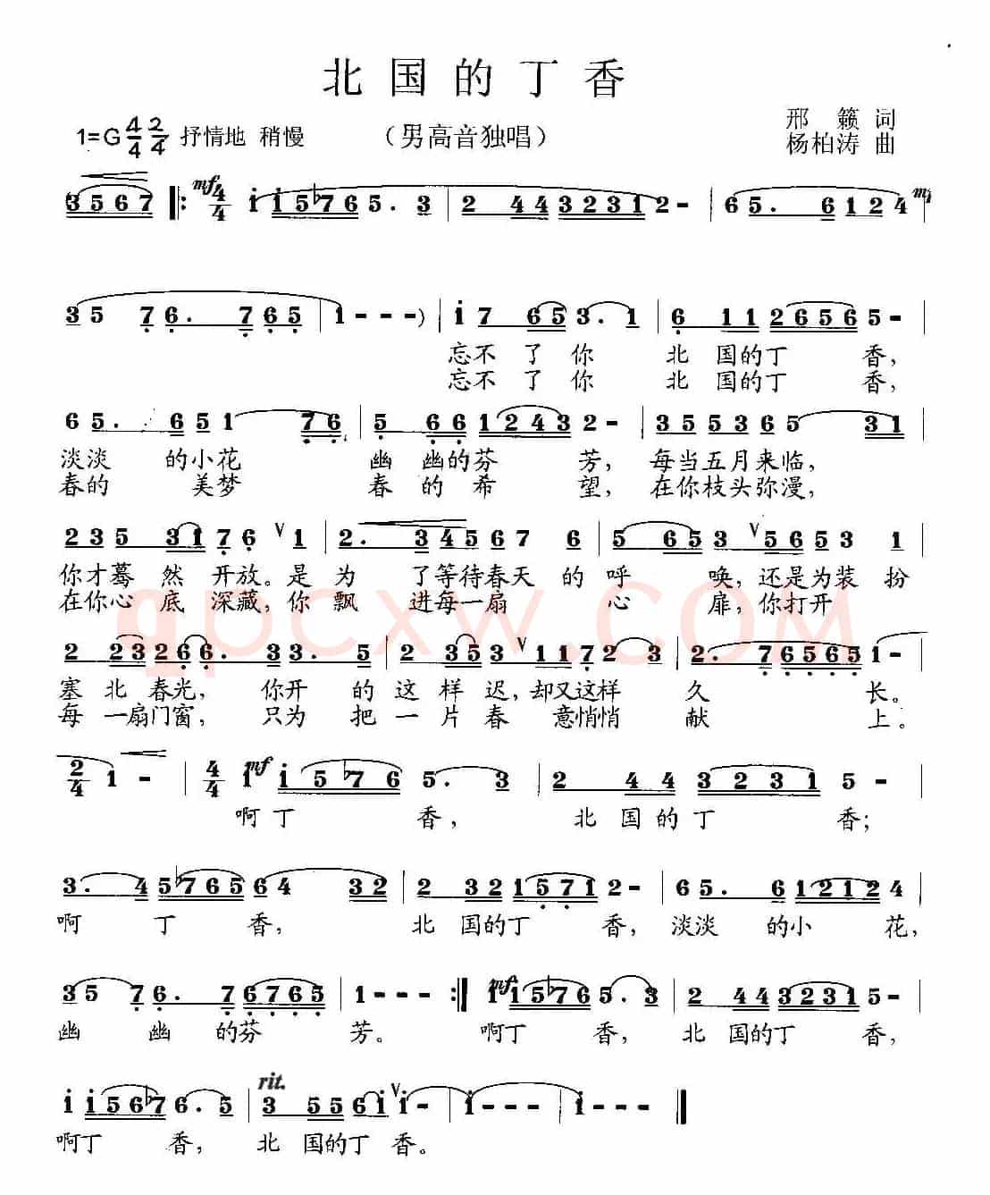 北国的丁香（邢籁词 杨柏涛曲）（男高音独唱）