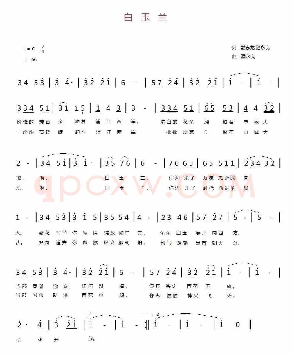 白玉兰（戴志龙 潘永良词 潘永良曲）
