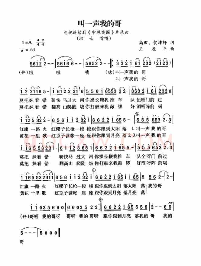 叫一声我的哥（电视剧《中原突围》片尾曲）
