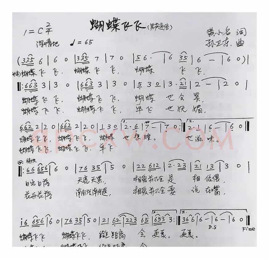 蝴蝶飞飞（黄小名词孙卫东曲）