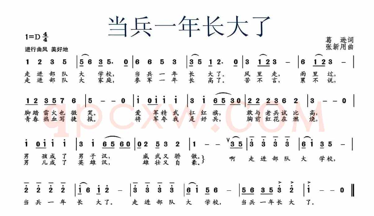 当兵一年长大了（葛逊词 张新用曲）