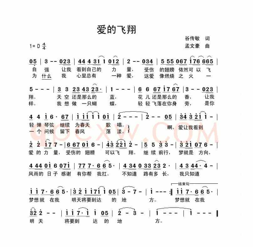 爱的飞翔(谷传敏词 孟文豪曲)