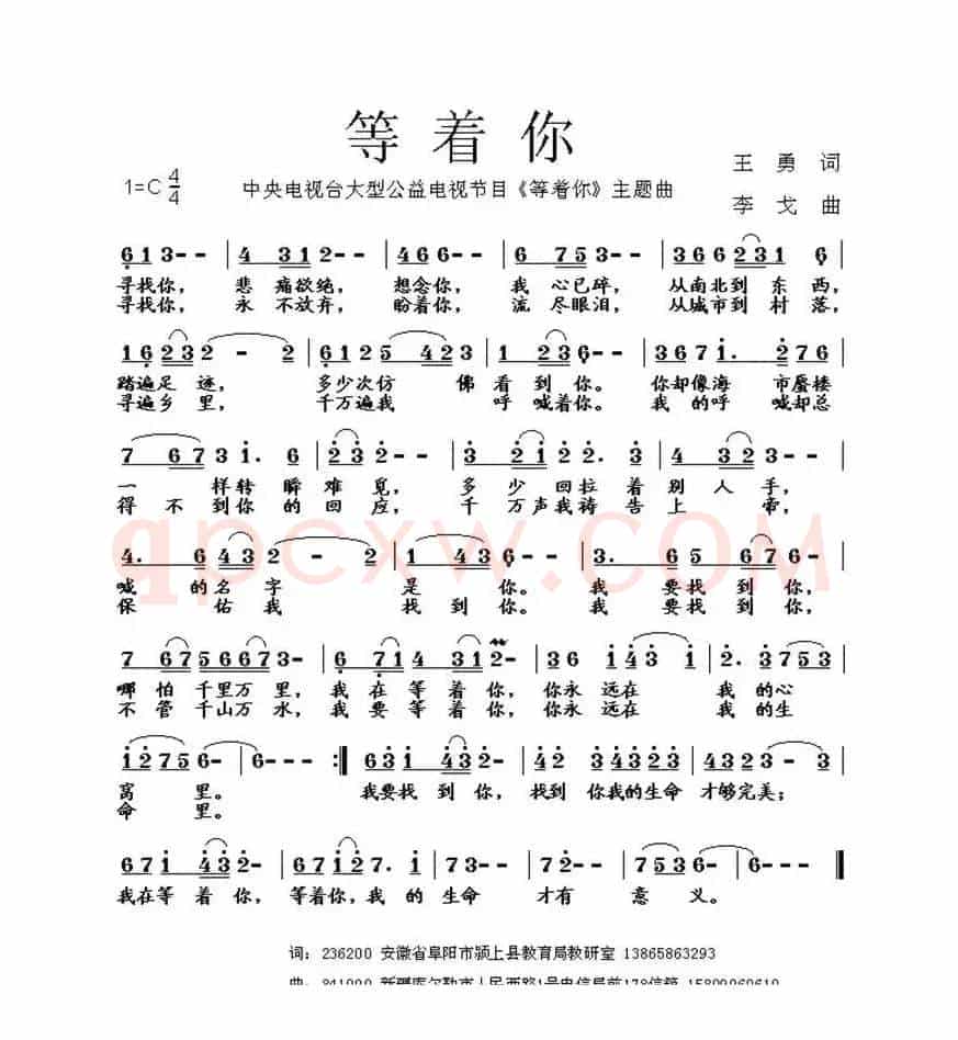 等着你（中央电视台大型公益电视节目《等着你》主题曲）