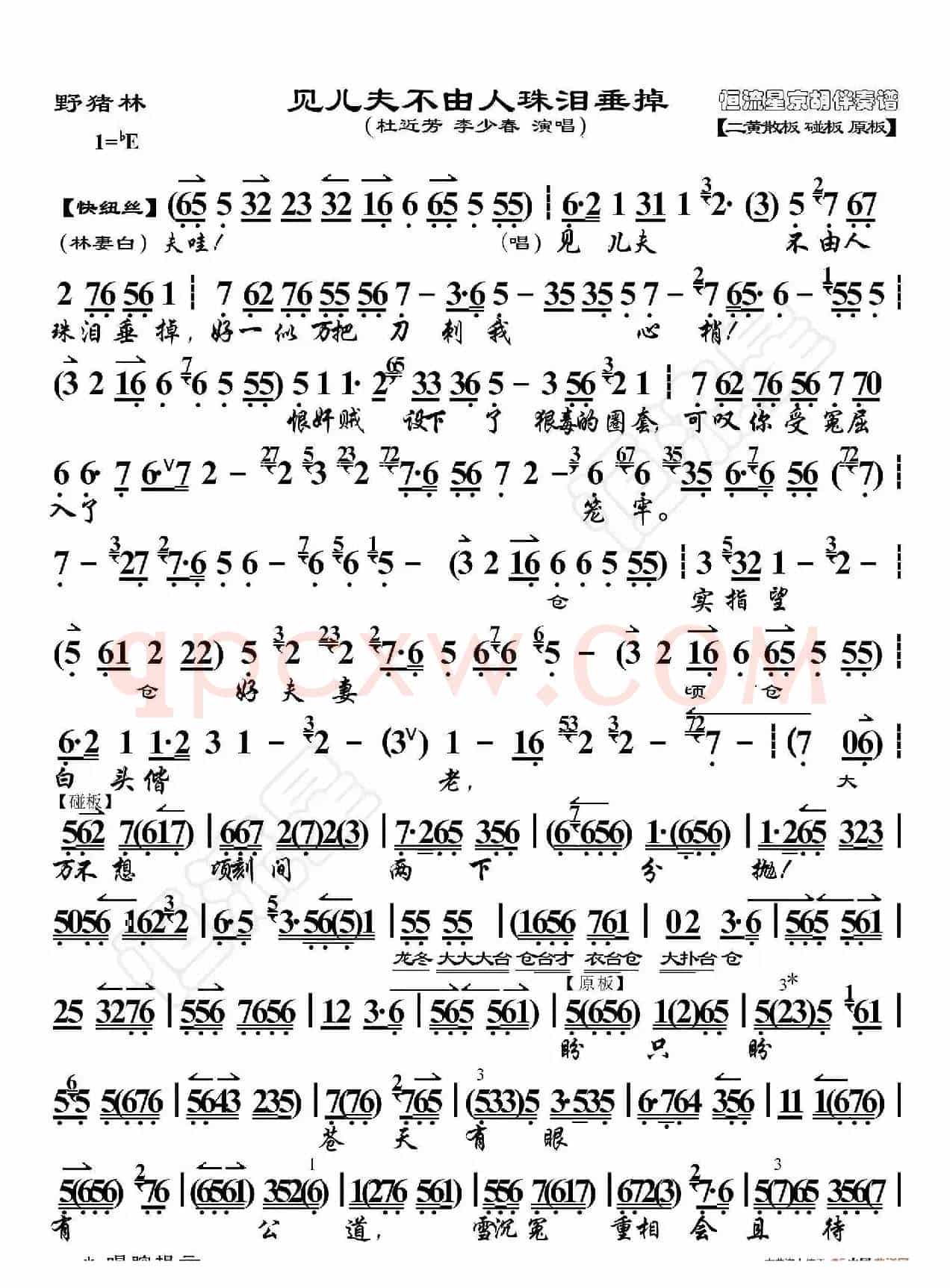 野猪林见儿夫不由人珠泪垂掉（京胡伴奏谱）
