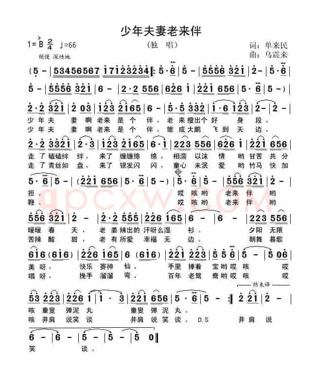 少年夫妻老来伴(单来民词 乌震来曲)