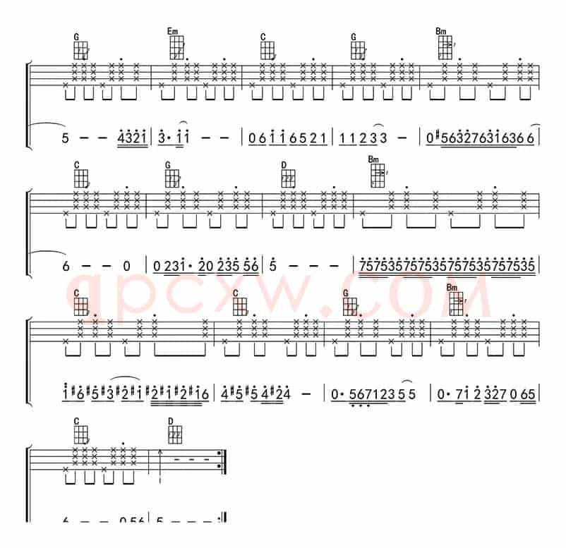 彩虹（ukulele四线谱）