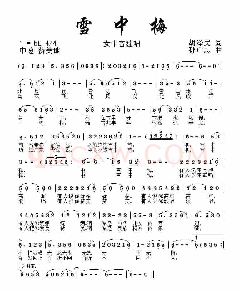 雪中梅（胡泽民词 孙广志曲）