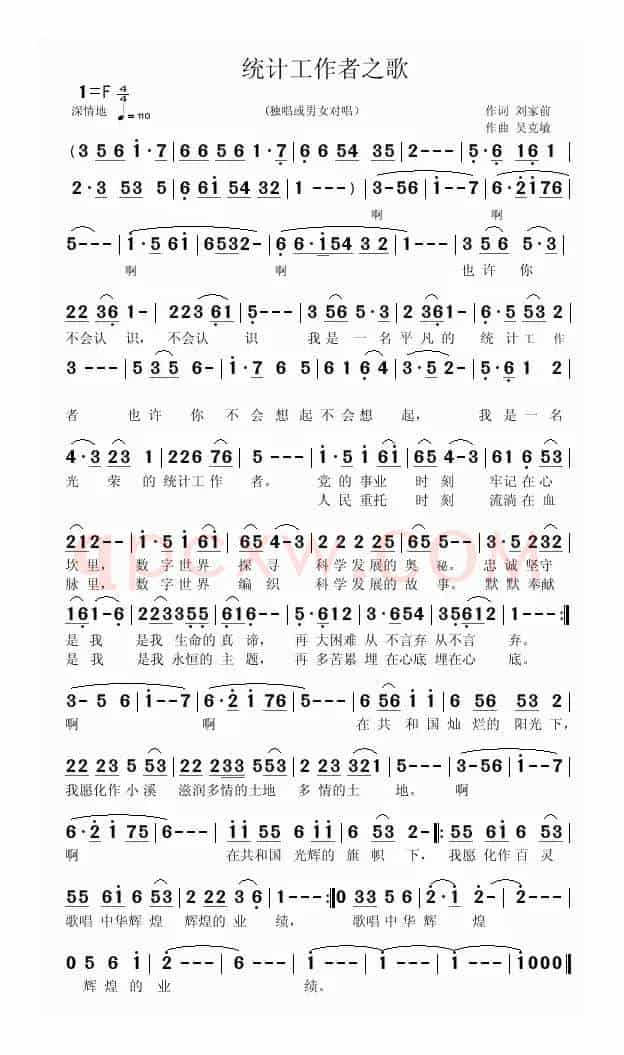 统计工作者之歌(刘家前词 吴克敏曲)