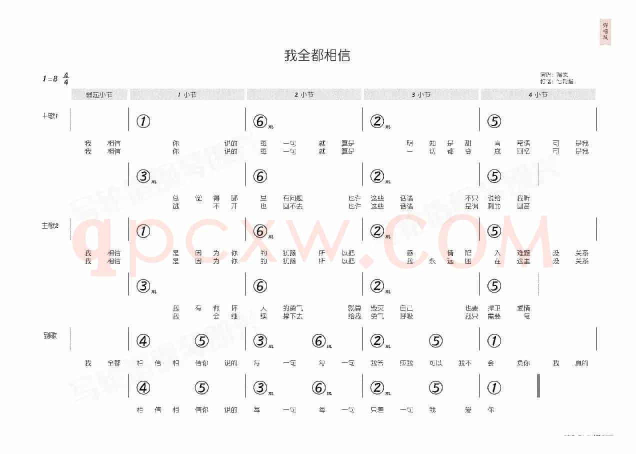 我全都相信(简和谱)