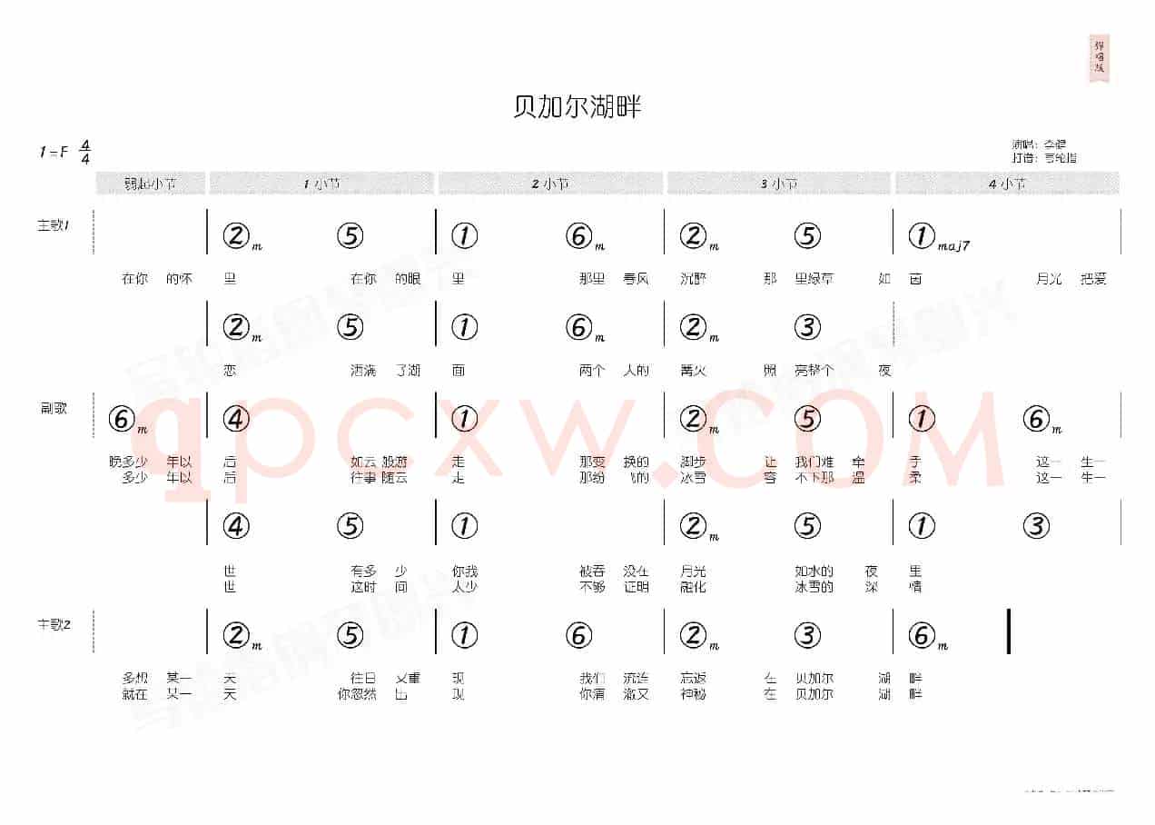 贝加尔湖畔(简和谱)
