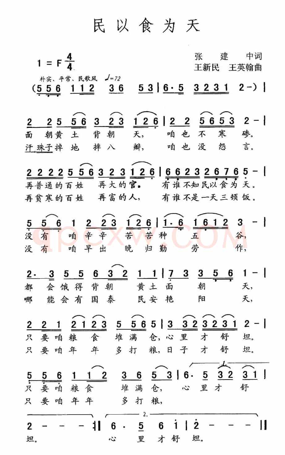 民以食为天（张建中词 王新民 王英翰曲）