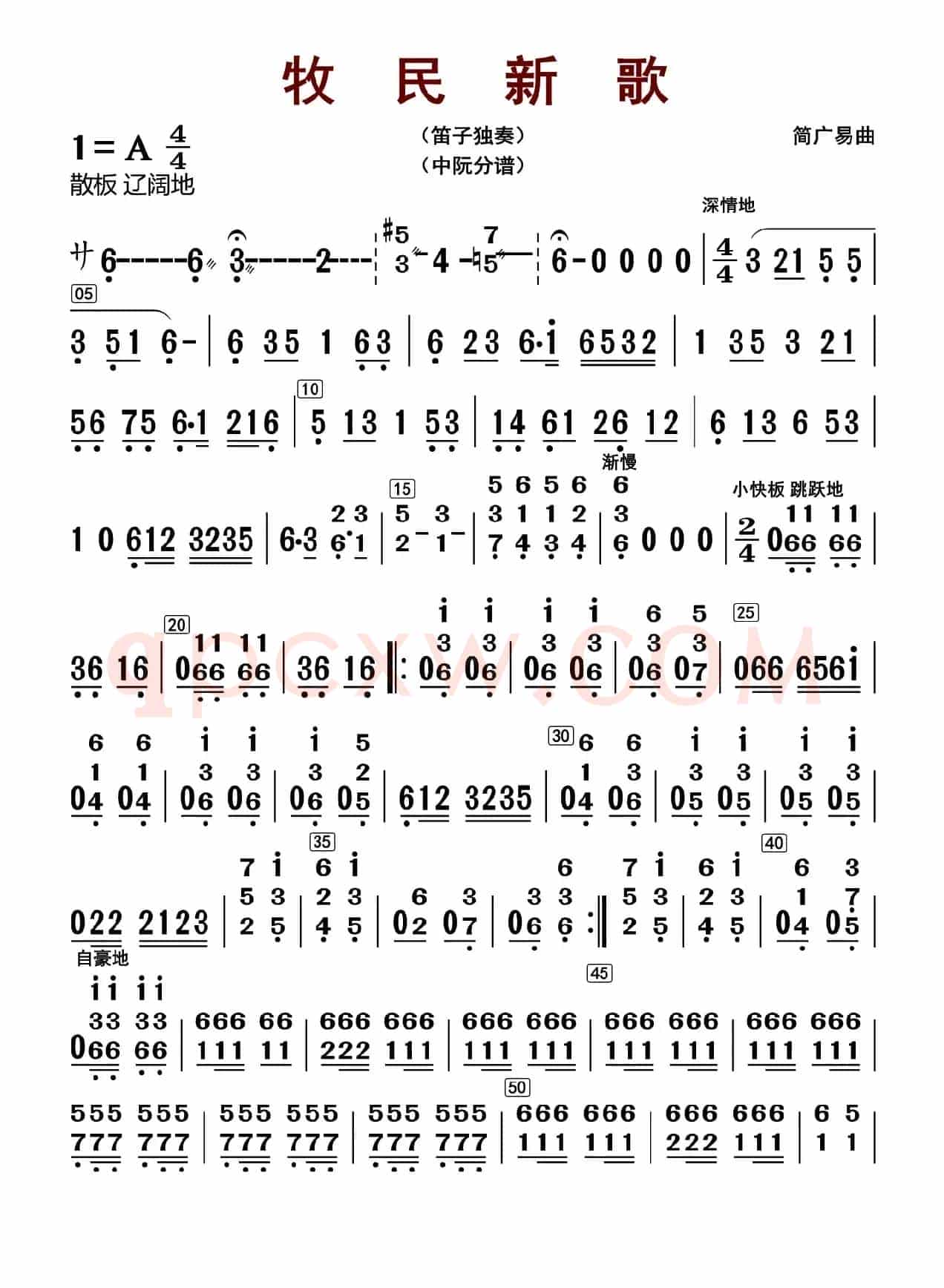 牧民新歌（中阮分谱）