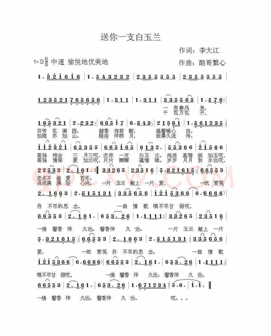 送你一支白玉兰（酷哥曲）