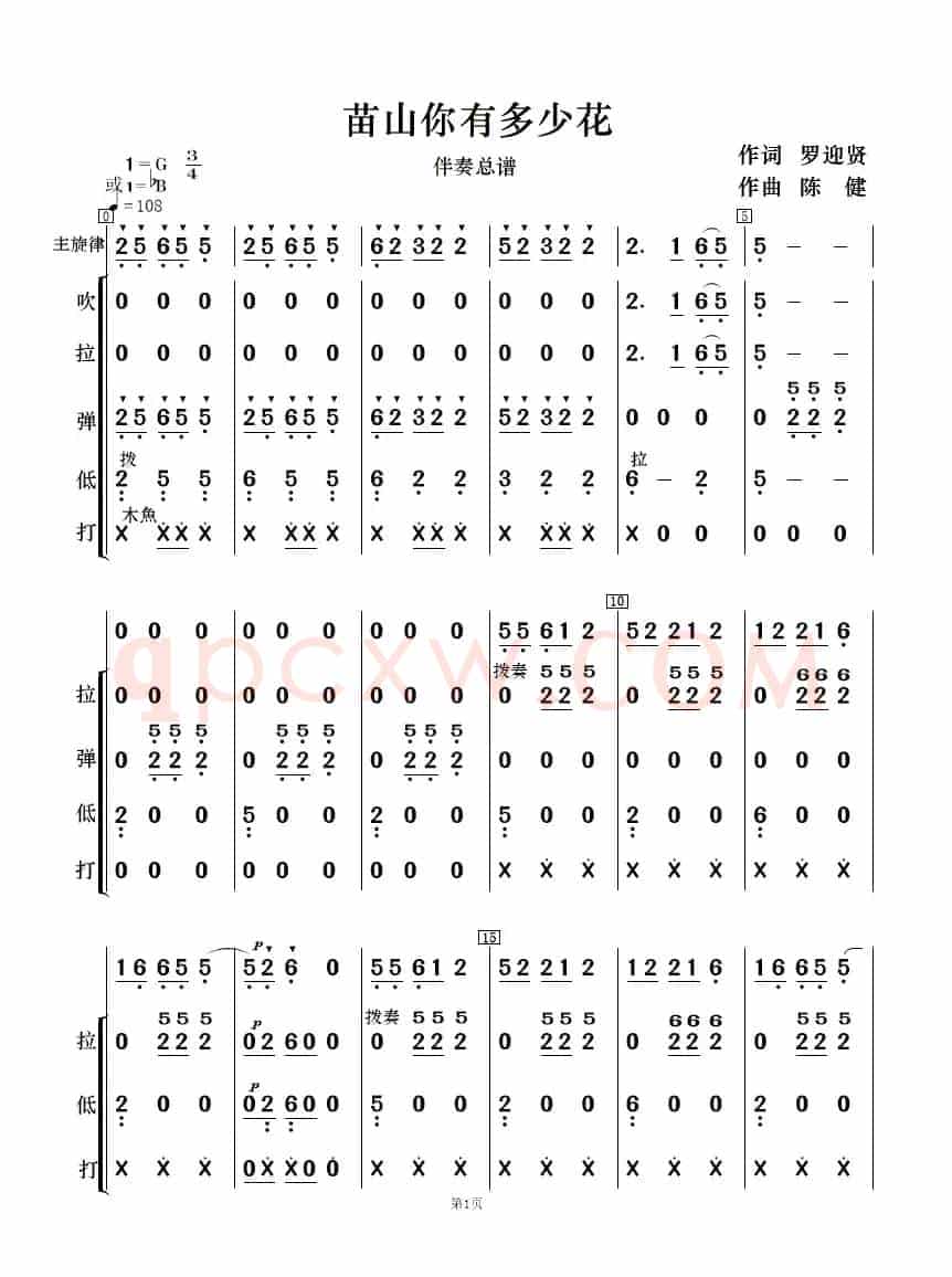 苖山你有多少花（女声二重唱及伴奏总谱、分谱）