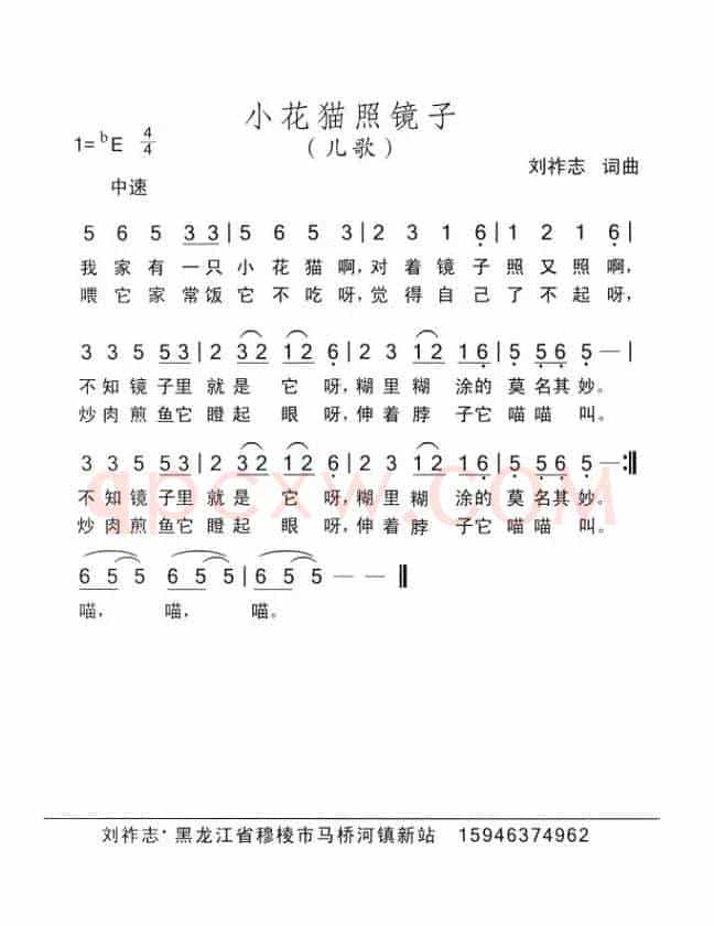 小花猫照镜子（刘祚志词曲）