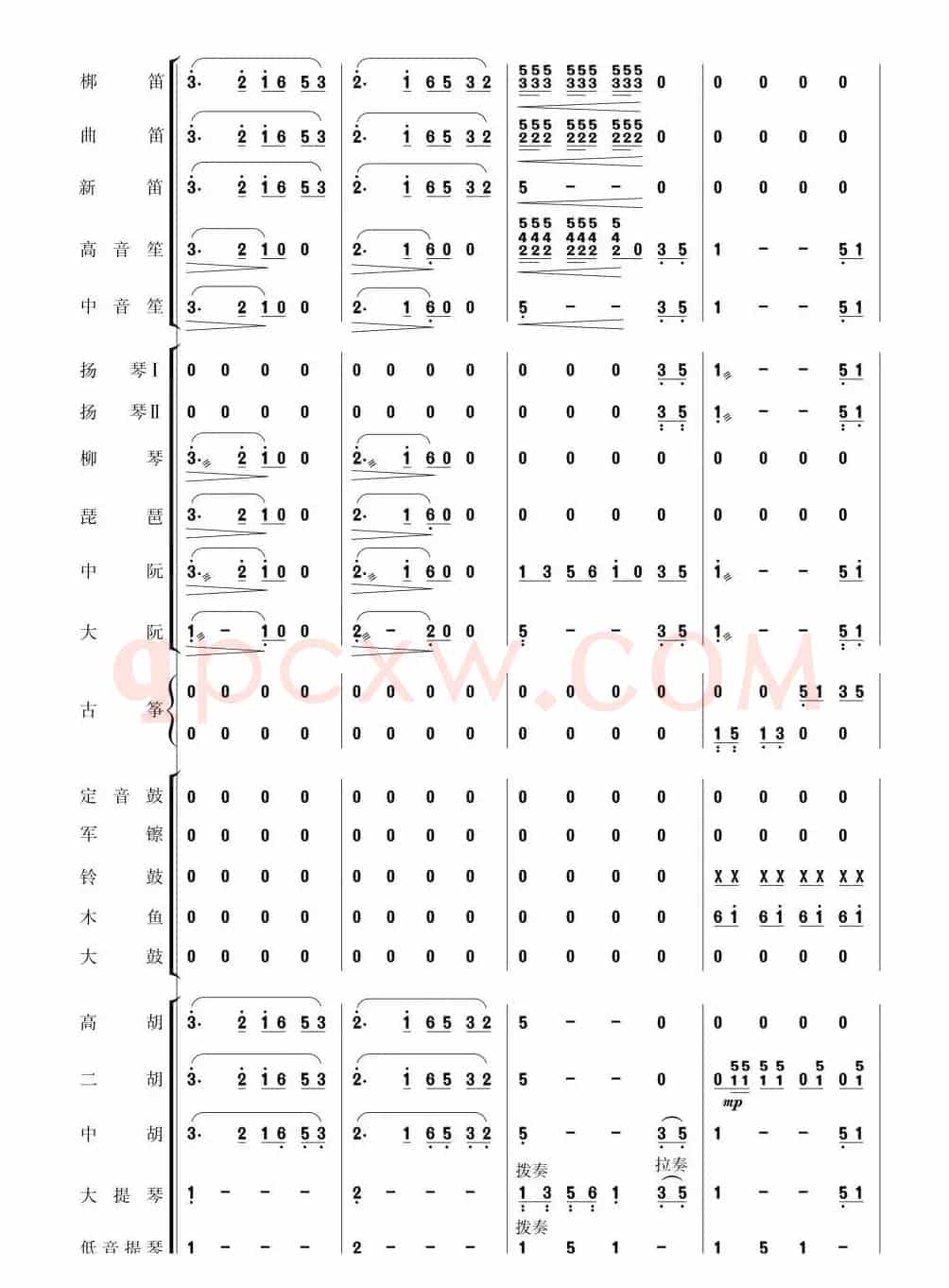 北京喜讯到边寨(民乐简谱总谱)1-10