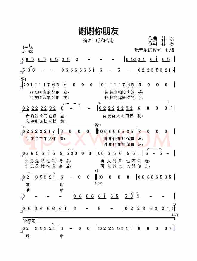 谢谢你朋友(演唱 呼和浩南)