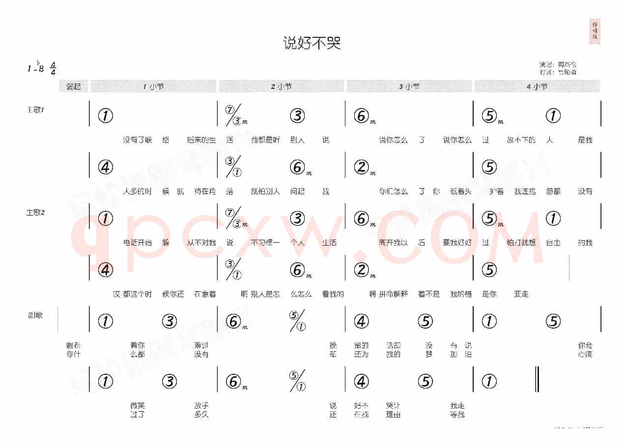 说好不哭(简和谱)