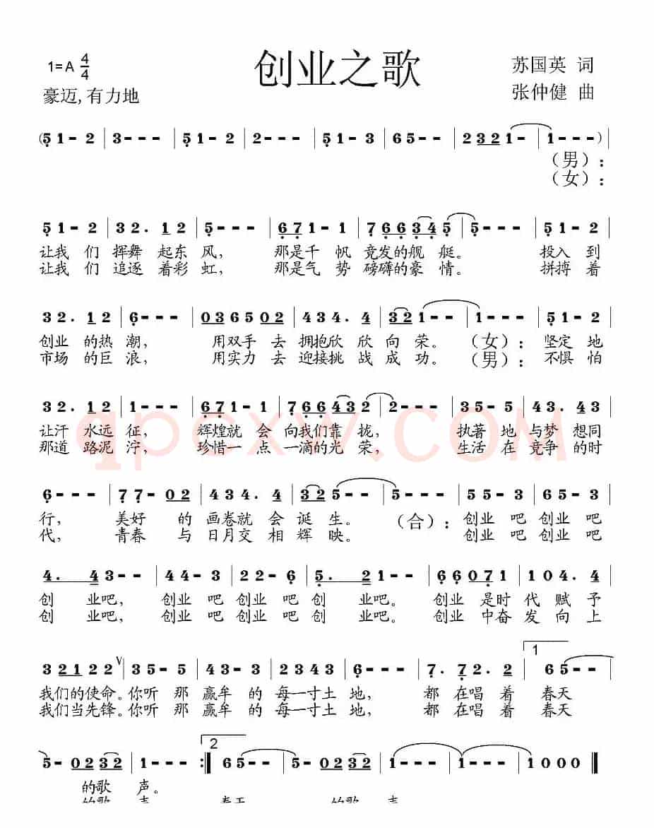 创业之歌（苏国英词 张仲健曲）