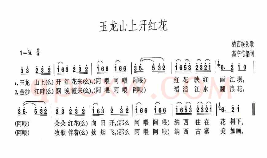 玉龙山上开红花（高守信编词）