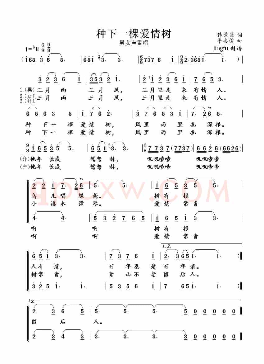 种下一棵爱情树（韩景连词 平安俊曲）