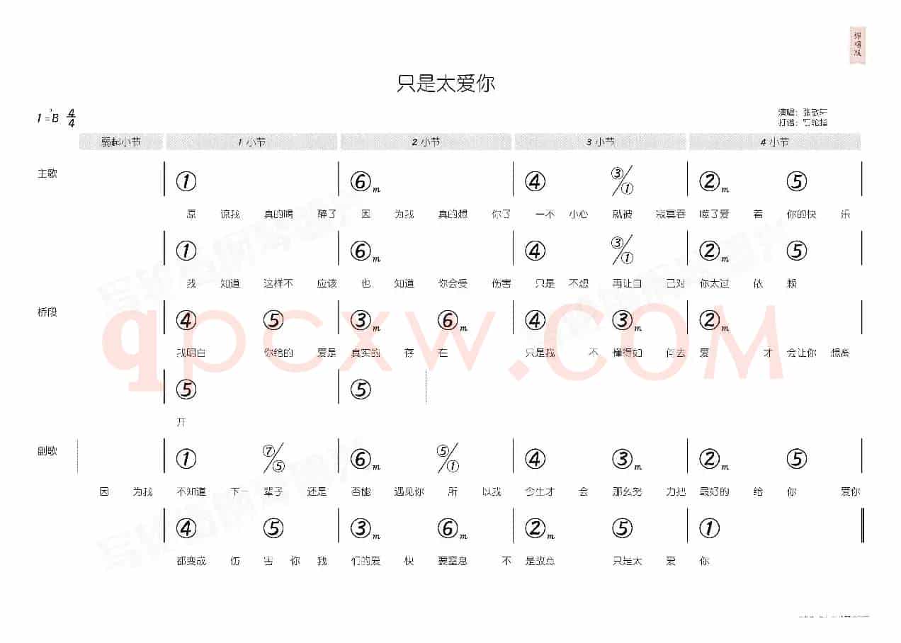只是太爱你(简和谱)