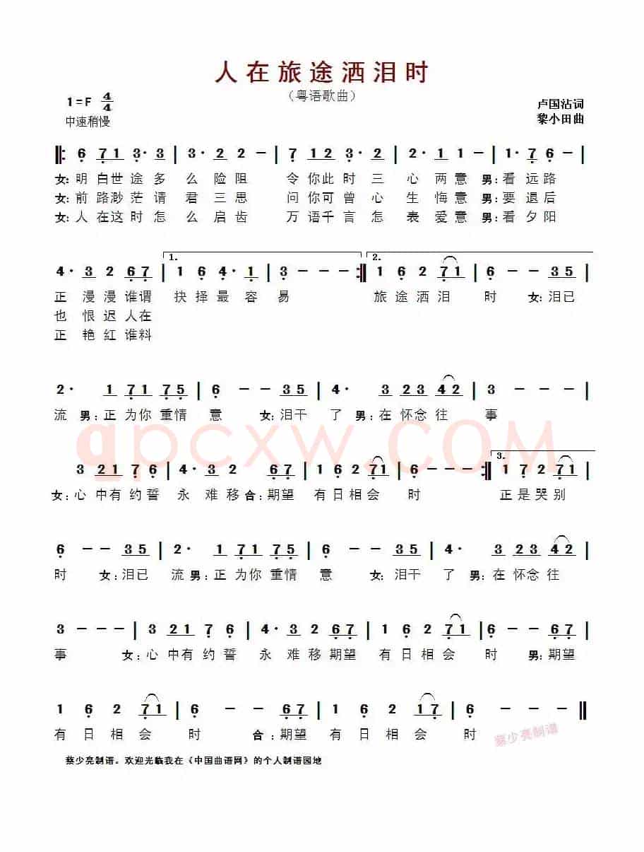 人在旅途洒泪时(粤语歌曲)