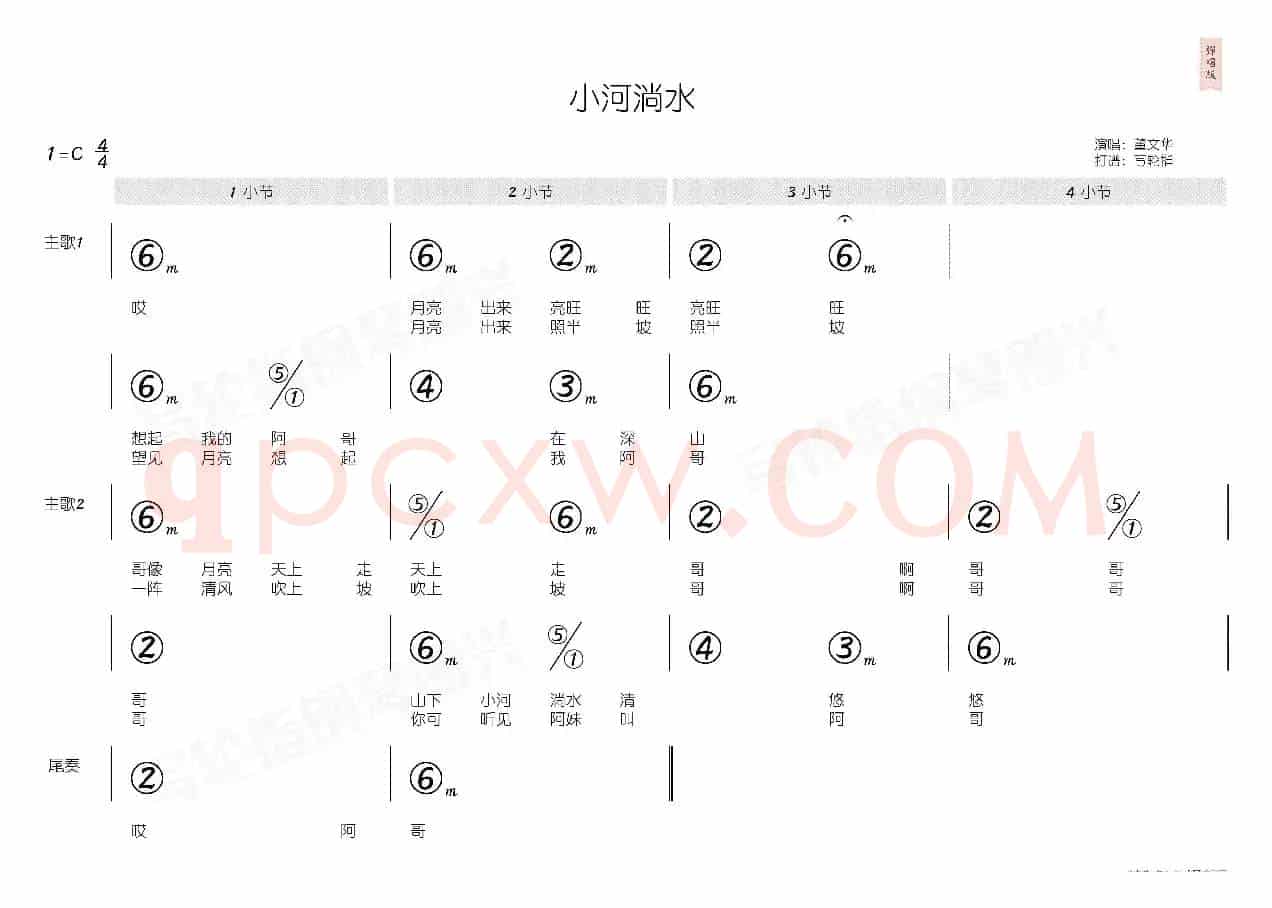 小河淌水(简和谱)