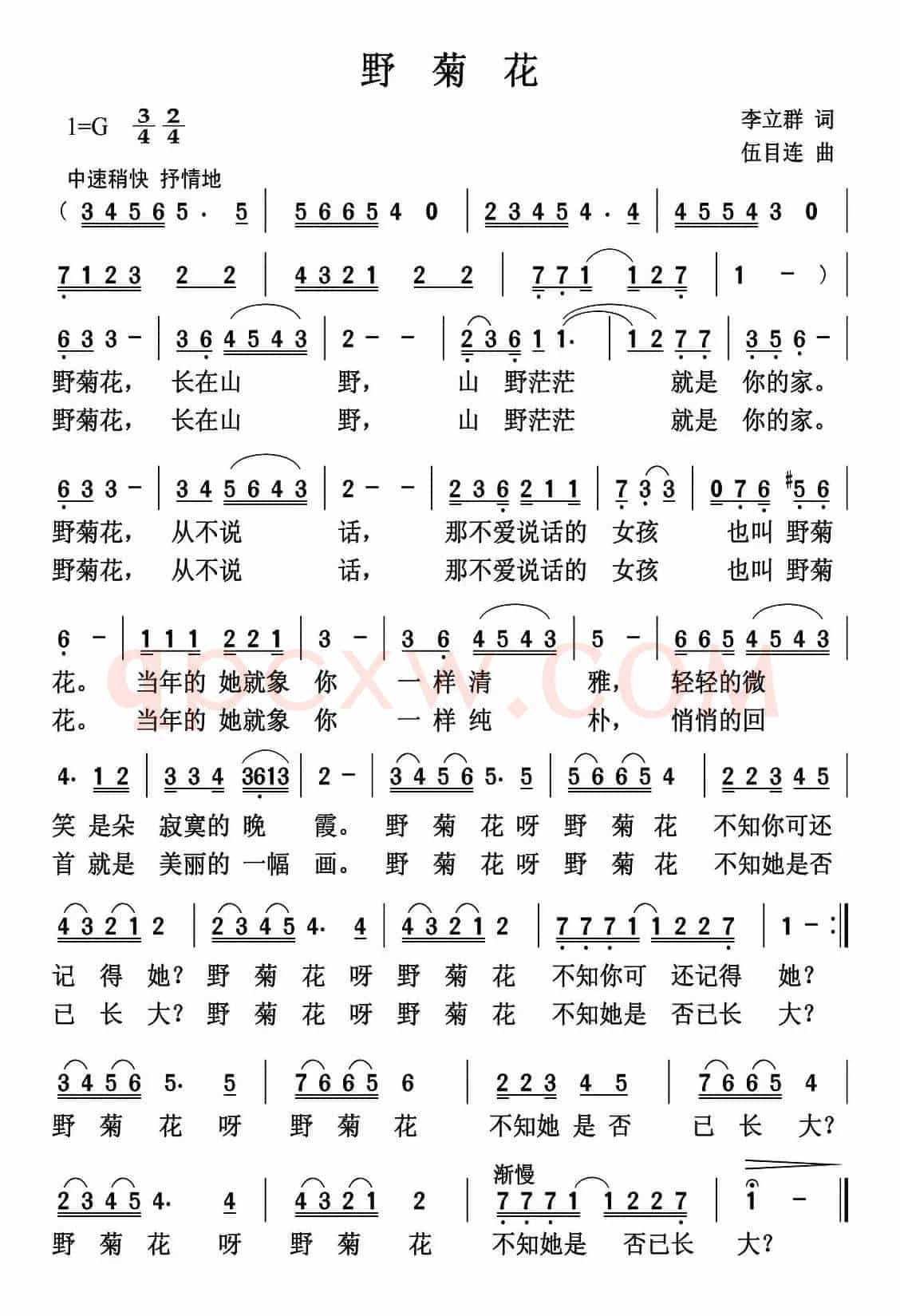 野菊花（李立群词 伍目连曲）