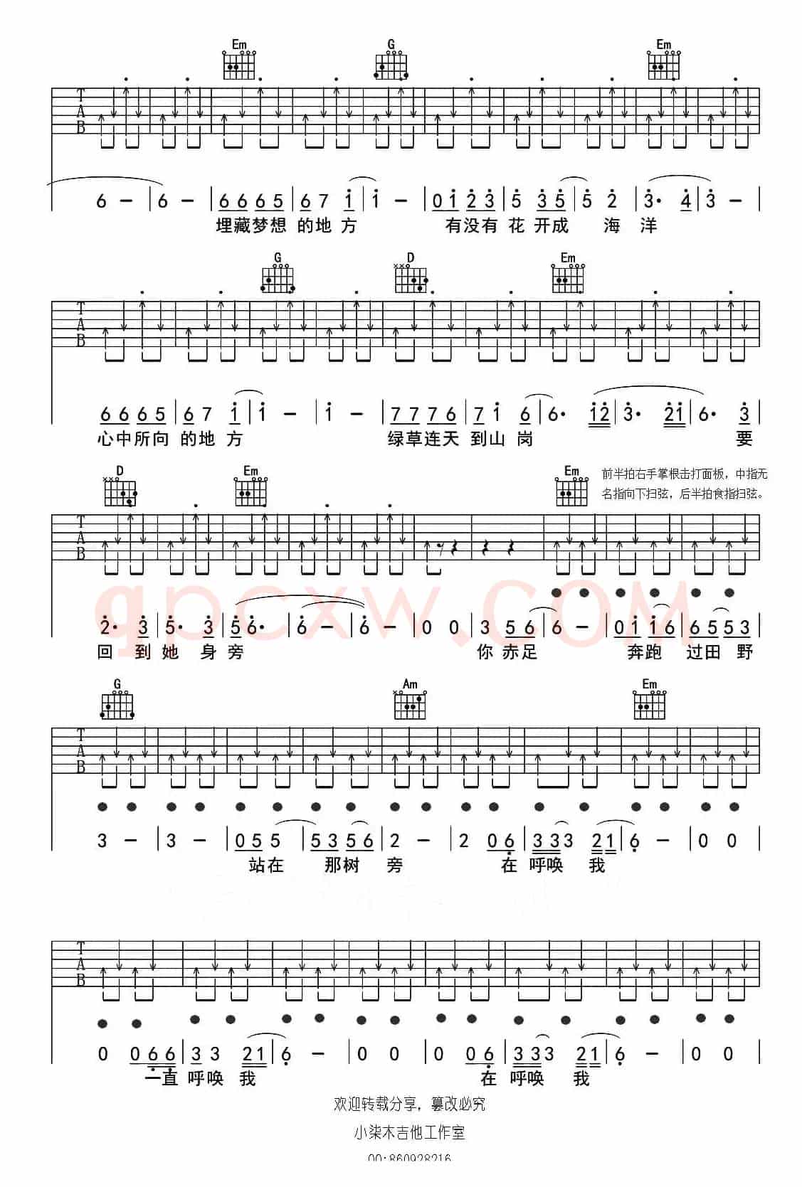 归来《中国好歌曲》满江（吉他弹唱谱）