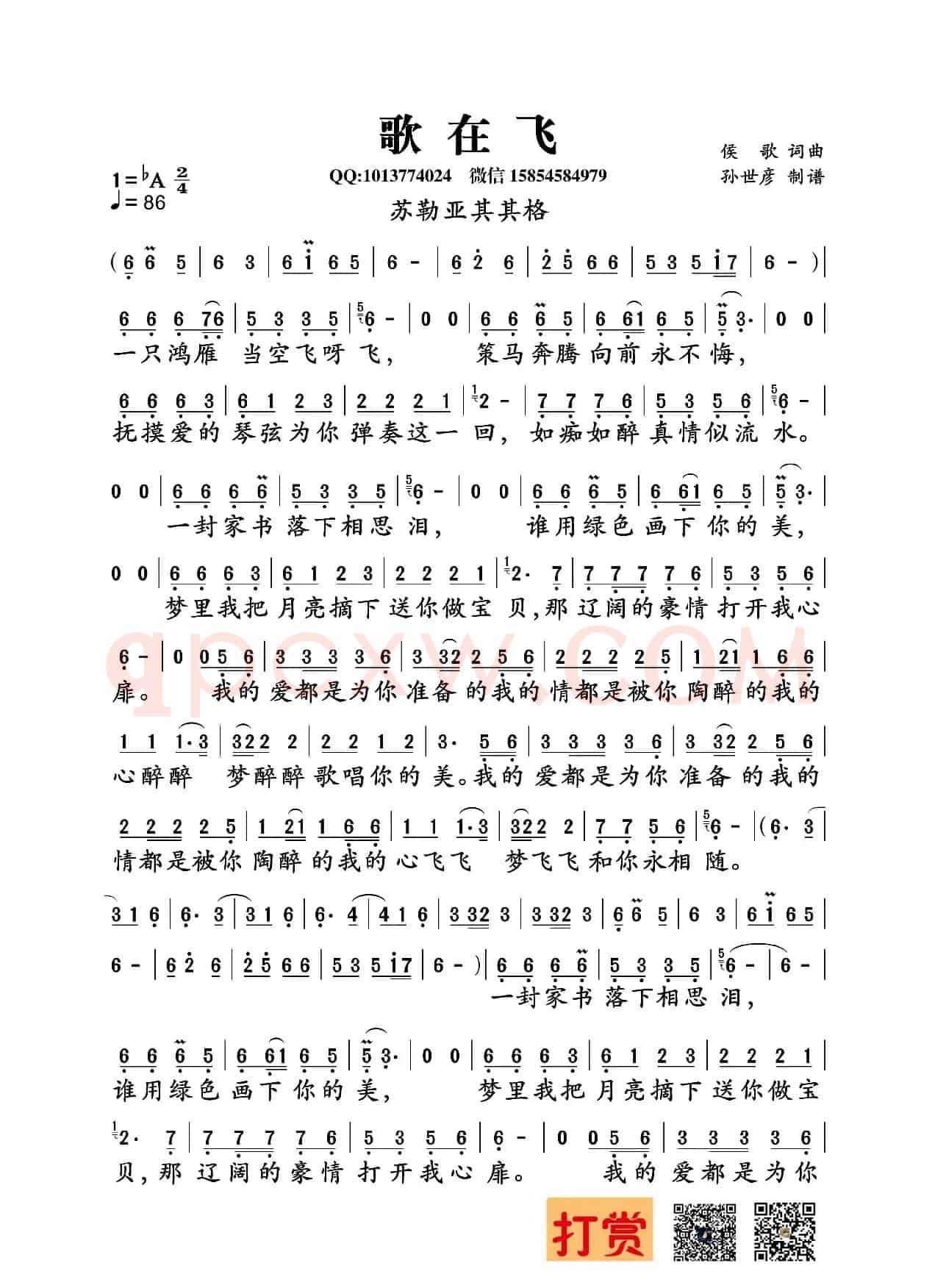歌在飞(侯歌词曲)