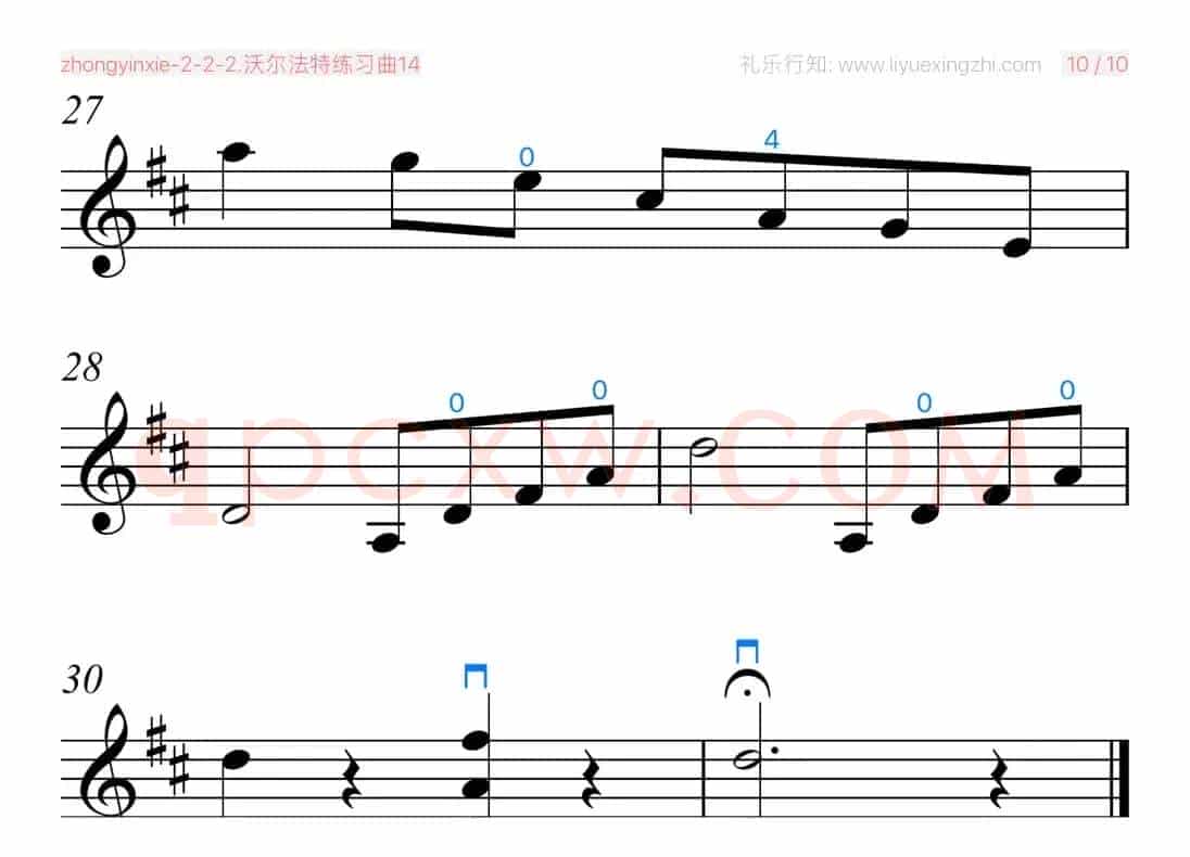 沃尔法特练习曲No.14（小提琴）