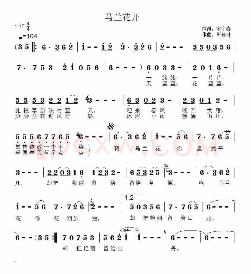 马兰花开(宋宇春词 郑连叶曲)