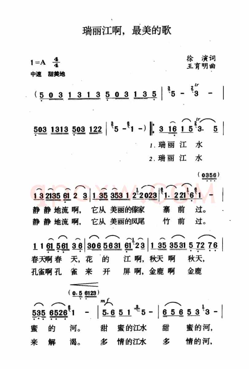 瑞丽江啊，美丽的歌