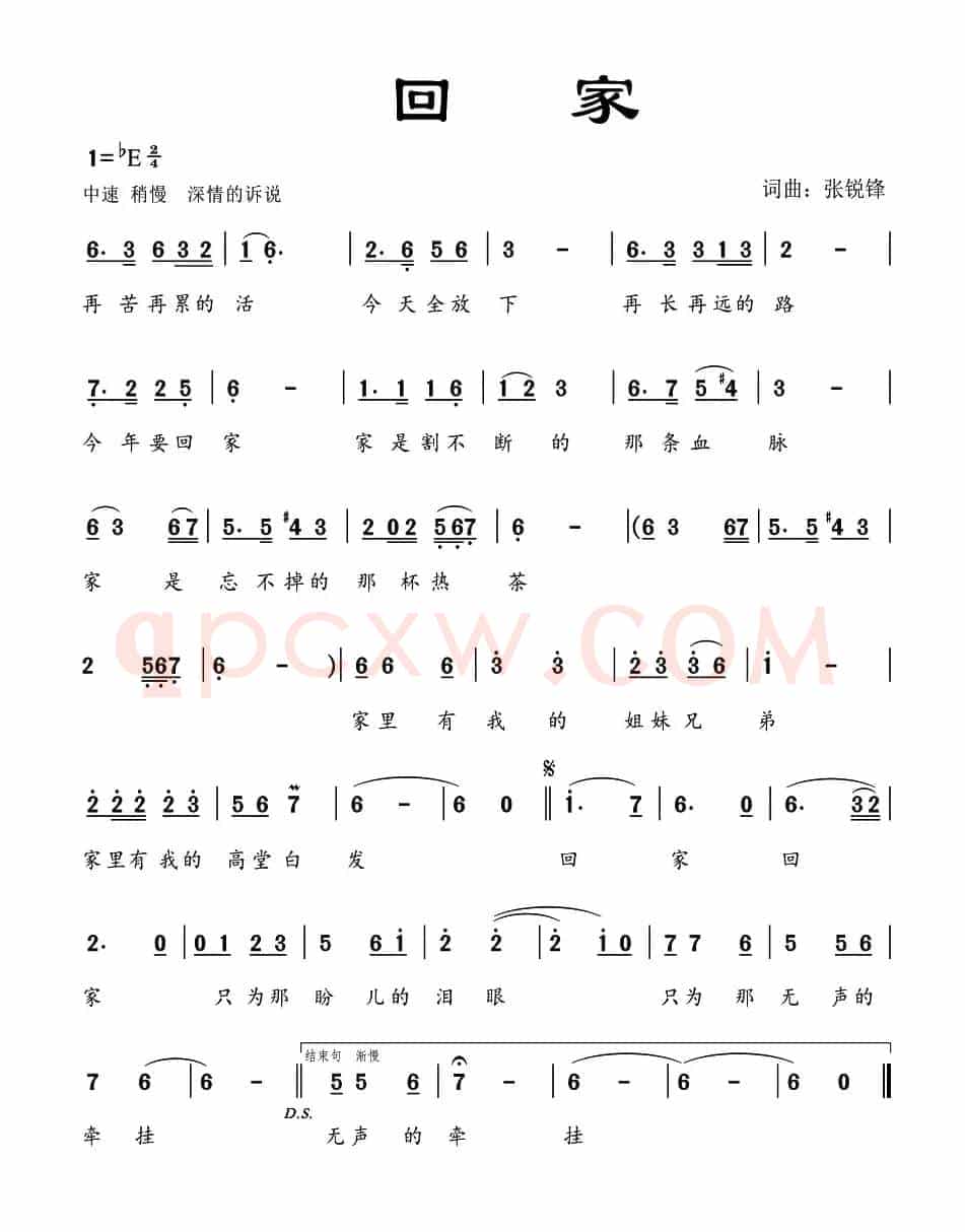 回家（张锐锋 词曲）
