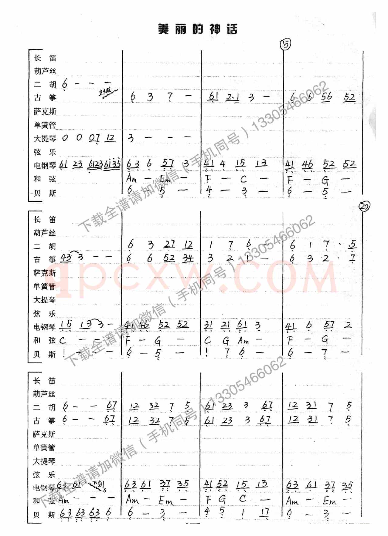 美丽的神话（乐队总谱）