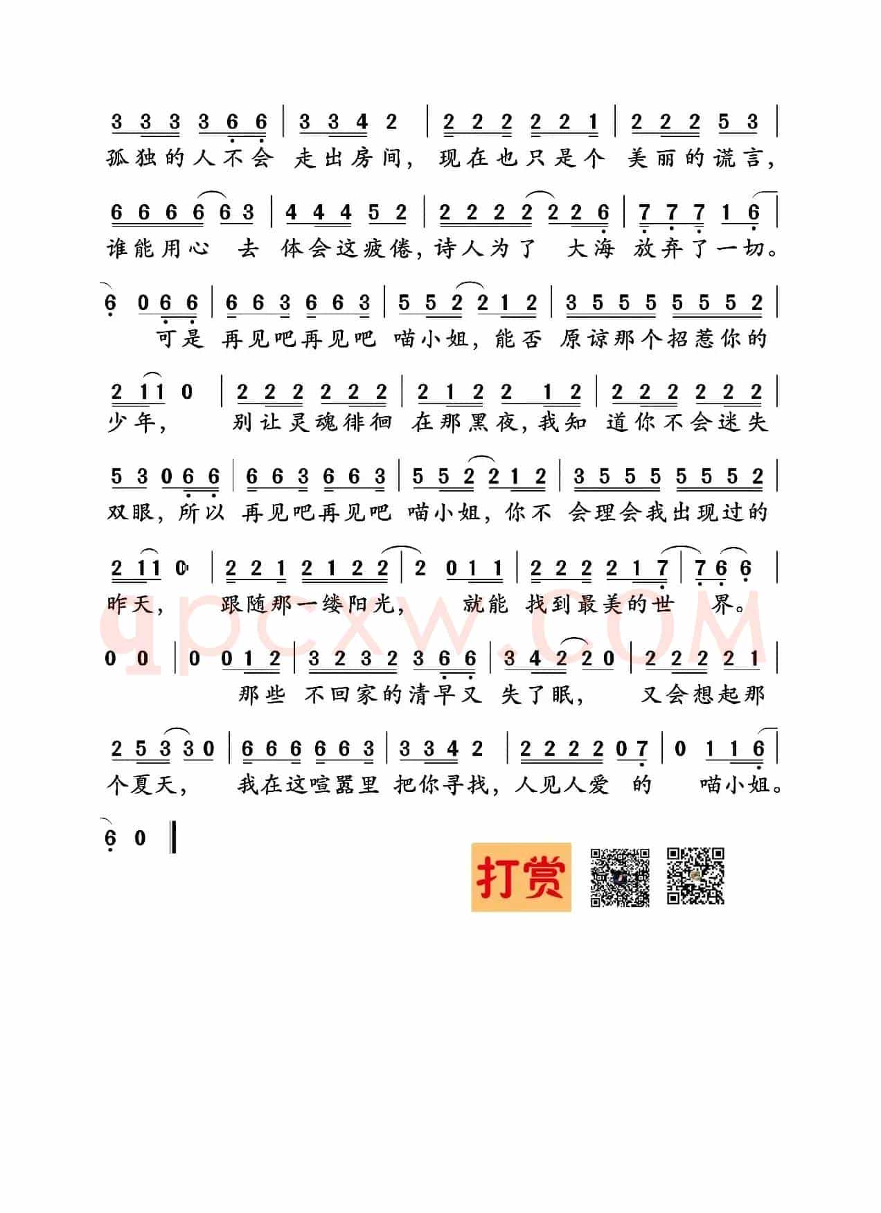 再见吧喵小姐（王晓天词曲）