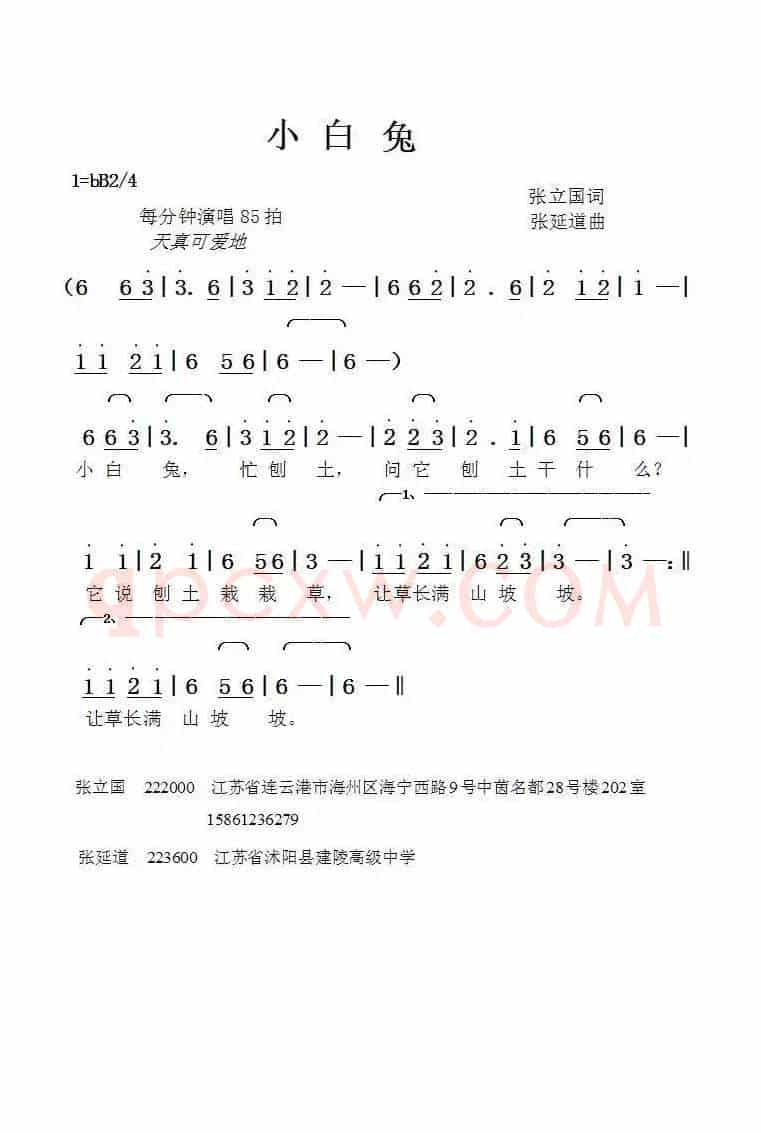 小白兔（张立国词张延道曲）