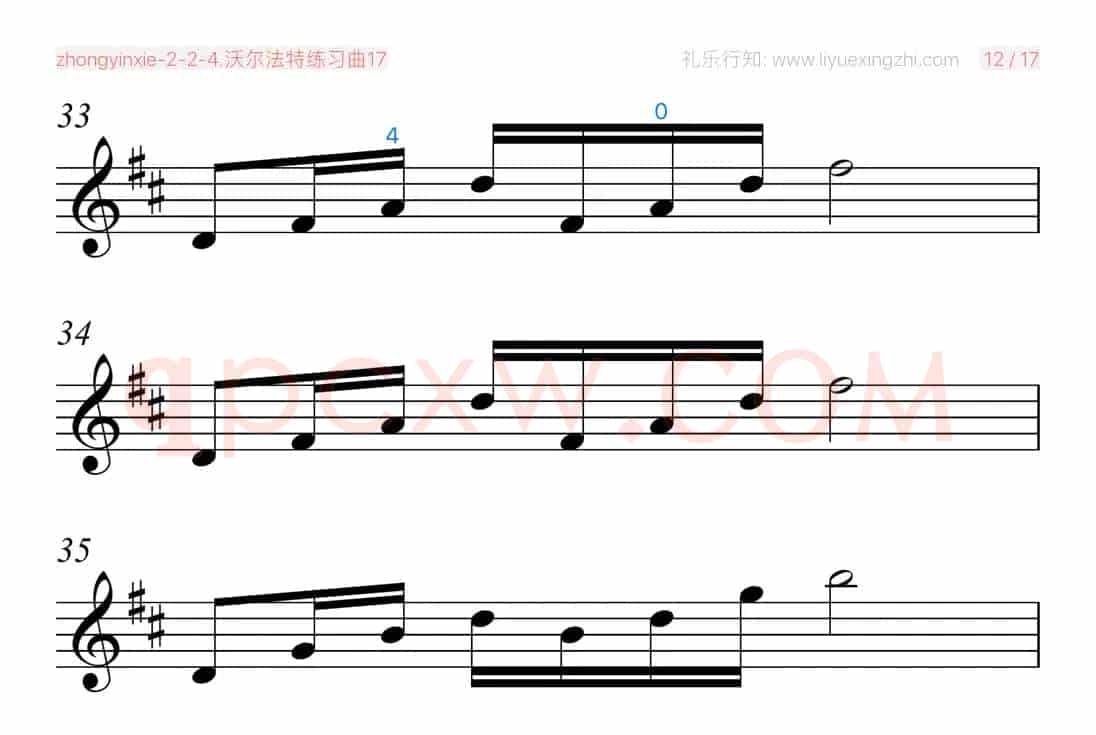 沃尔法特练习曲No.17（小提琴）